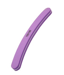 Пилка для ногтей абразив 100/180 грит, двухсторонняя, изогнутая фиолетовая "Триумф Красоты"